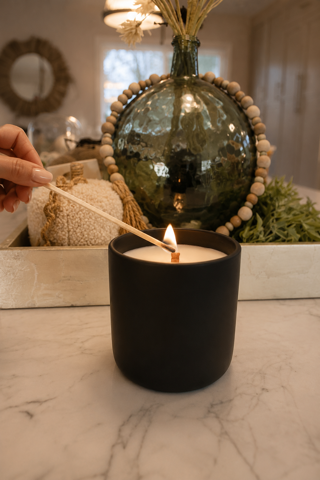 Handmade Coconut Wax Candle | 100% Vegan, Non-Toxic | Luxury Scented Candles | Clean Burning, Natural Wood Wick | 60+ Hours Burn Time | Reusable Ceramic Jar