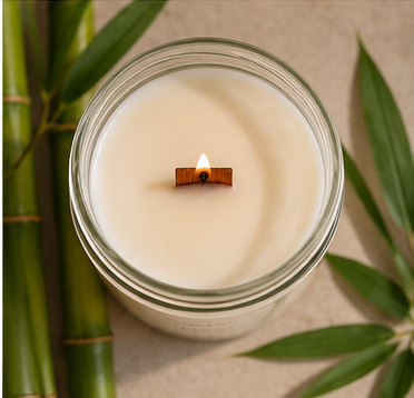 Bamboo Luxury Candle – 7.5 oz Clear Glass Jar | Clean Fresh Spa Scent | Hand Poured Candle by Eves & Co